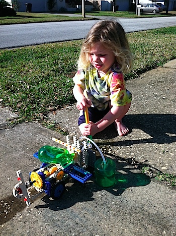 Mommy and Emmerson day building with our awesome toy. He loves it do much. This is a water/air powered rocket-airplane car
